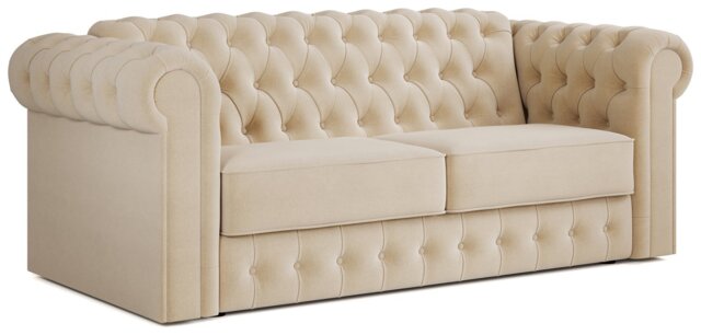 Jay-Be Chesterfield Fabric 3 Seater Sofa Bed - Cream - image 1
