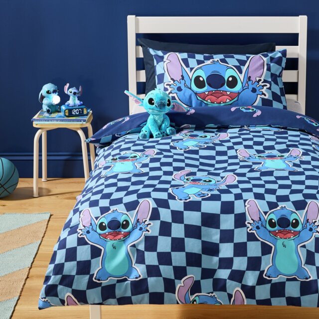 Disney Stitch Checkerboard Blue Kids Bedding Set - Single - image 1