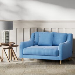 Habitat Swift Velvet  Cuddle Chair - Sky Blue - Ash Leg - thumbnail 2