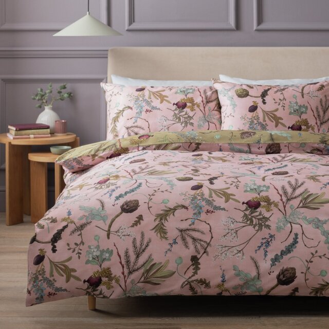 Habitat Cotton Pink Foliage Bedding Set - Single