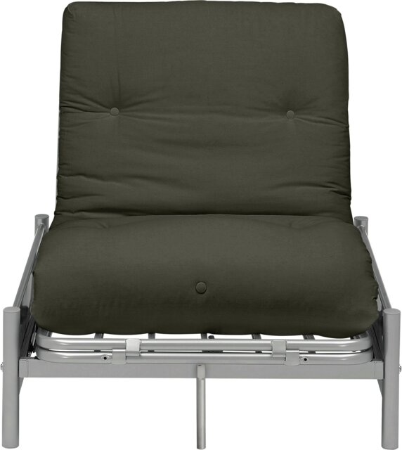 Argos Home Single Futon Metal Sofa Bed with Mattress - Grey - image 1