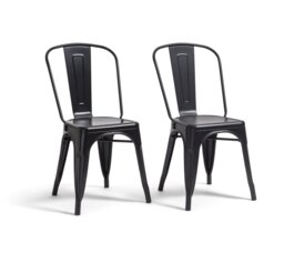 Habitat Industrial Pair of Metal Dining Chairs-Matt Black