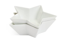 Habitat Star Porcelain 2 Piece Serving Bowls - White - thumbnail 1