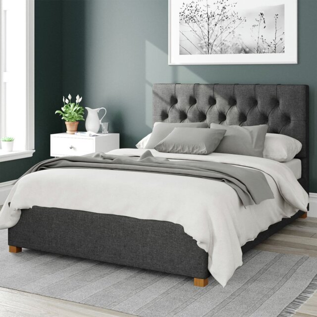Aspire Olivier Twill Superking Ottoman Bedframe - Charcoal - image 1