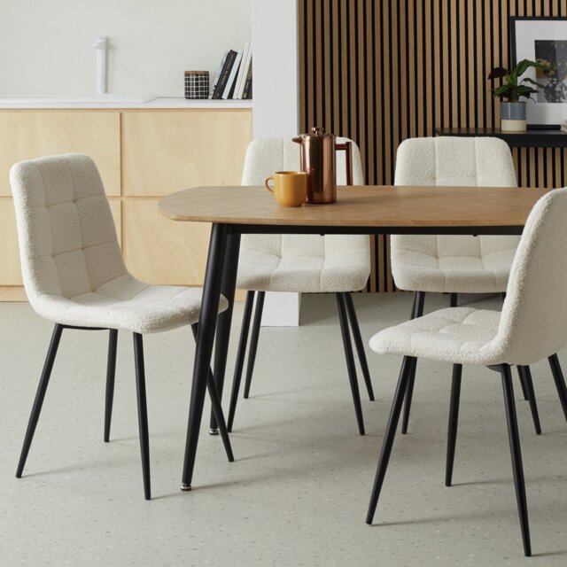 Argos Home Cobin Pair of Boucle Dining Chairs - White - image 1