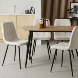 Argos Home Cobin Pair of Boucle Dining Chairs - White - thumbnail 1