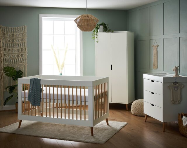 Obaby Maya Cot Bed Nursery Furniture Set - White and Natural - image 1