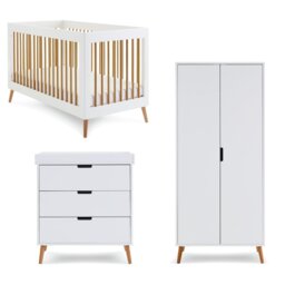 Obaby Maya Cot Bed Nursery Furniture Set - White and Natural - thumbnail 2