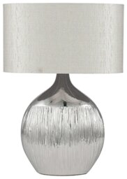 Pacific Gemini Ceramic Silver Etched Table Lamp - Grey - thumbnail 2