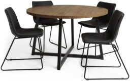 Habitat Nomad Brown Dining Table  & 4 Black Chairs - thumbnail 1