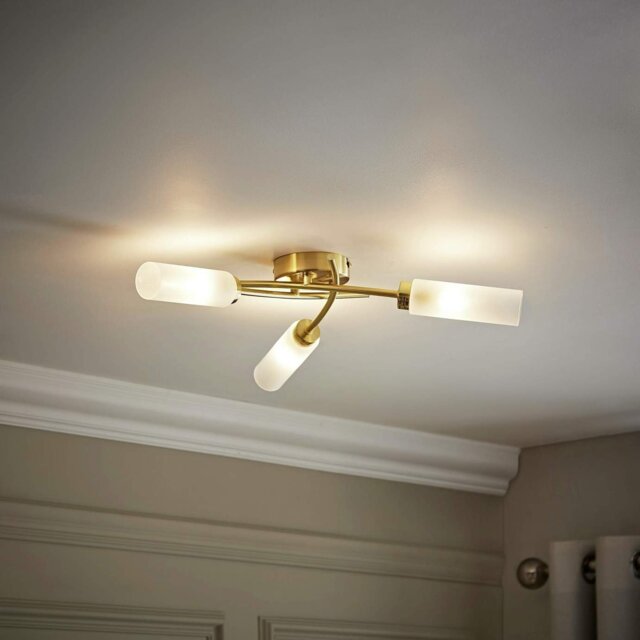 ValueLights Maya Metal 3-Light Flush Ceiling Light - Gold - image 1