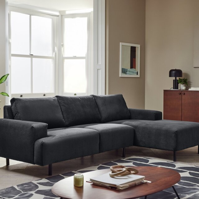 Habitat Julien Fabric Right Hand Corner Chaise Sofa - Charcoal - image 1