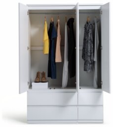 Argos Home Jenson 3 Door 4 Drawer Wardrobe - White Gloss - thumbnail 2