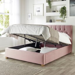 CL Boutique Velvet Superking Ottoman Bedframe - Blush - thumbnail 2
