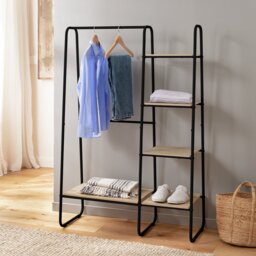 Argos Home Ryan Clothes Rail with Shelves - Black - thumbnail 1