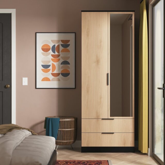 Livara ReadyAssembled Tofino 2 Door Mirror Wardrobe-BlackOak - image 1