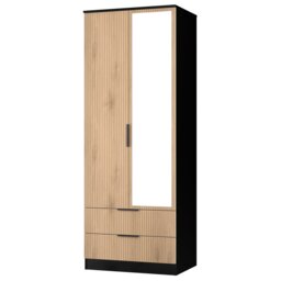 Livara ReadyAssembled Tofino 2 Door Mirror Wardrobe-BlackOak - thumbnail 2
