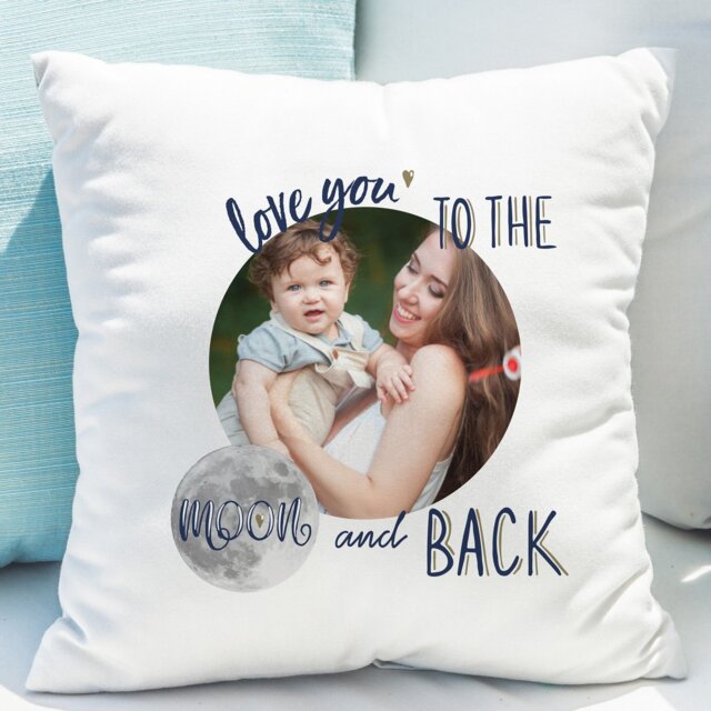 Personalised Message Moon And Back Photo Cushion - image 1