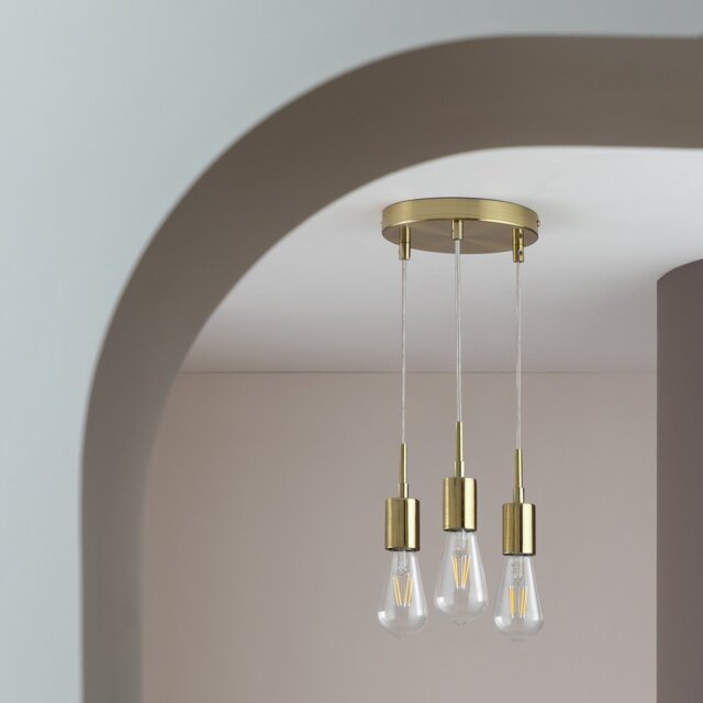 Habitat Lockie Metal 3 Light Cluster Pendant Light - Brass - image 1