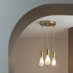 Habitat Lockie Metal 3 Light Cluster Pendant Light - Brass - thumbnail 2