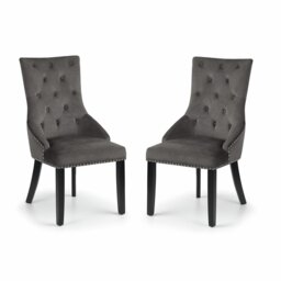 Julian Bowen Veneto Pair of Velvet Dining Chairs - Grey - thumbnail 2