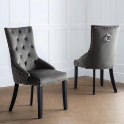 Julian Bowen Veneto Pair of Velvet Dining Chairs - Grey - thumbnail 1