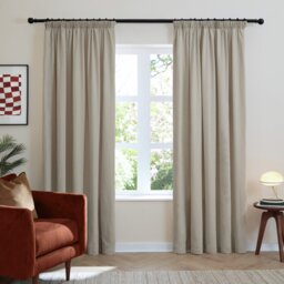 Furn Soft Chenille Blackout Pencil Pleat Curtains - Natural - 117x137cm - thumbnail 2