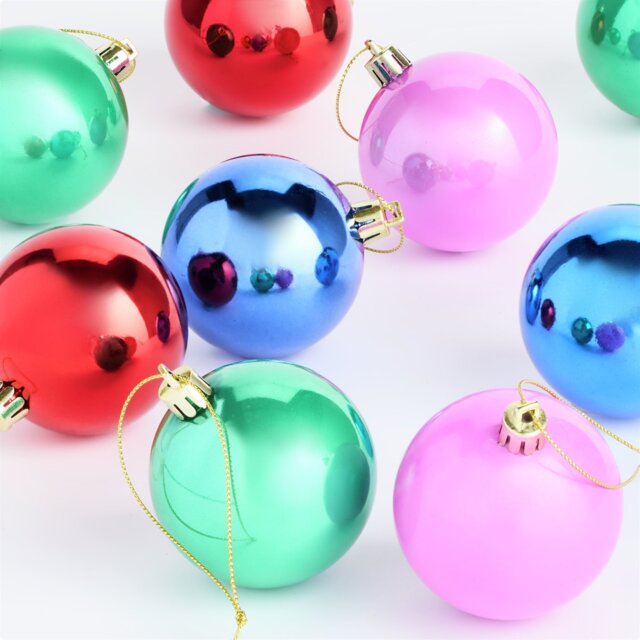 Habitat Pack of 24 Shatterproof Multicolour Baubles - image 1