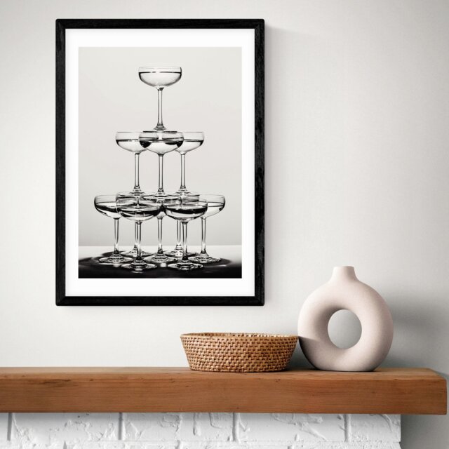 East End Prints Champagne II Black Frame Art Print - A2 - image 1