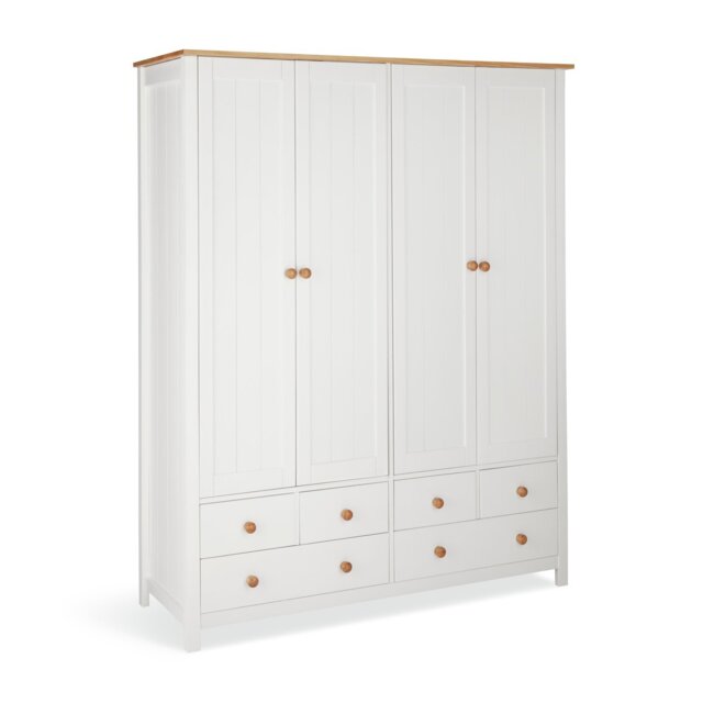 Argos Home Scandinavia 4 Door 6 Drawer Wardrobe -Pine &White - image 1