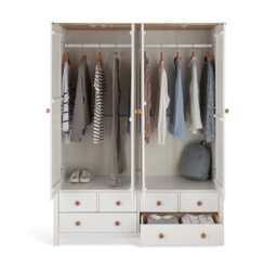 Argos Home Scandinavia 4 Door 6 Drawer Wardrobe -Pine &White - thumbnail 2