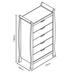 Obaby Stamford Tall 5 Drawer Chest - Warm Grey - thumbnail 2