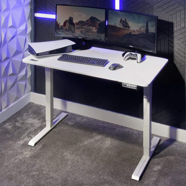 X Rocker Ascend Electric Height Adjustable Gaming Desk-White - image 1
