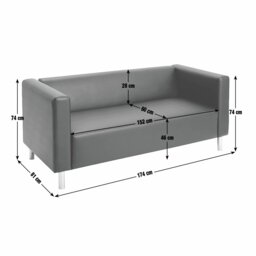 Argos Home Moda Fabric 3 Seater Sofa - Grey - thumbnail 2