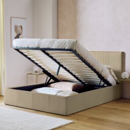 Argos Home Greta Velvet Kingsize End Lift Ottoman Bed -Cream - thumbnail 2