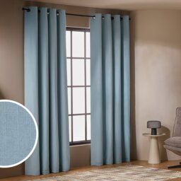 Habitat Blackout with Linen Eyelet Curtains Country - Blue - 229x229cm - thumbnail 1