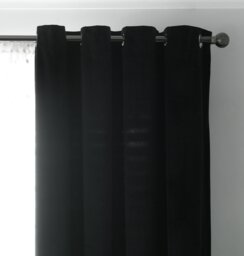 Habitat Dimout Velvet Eyelet Curtains - Black - 117x183cm