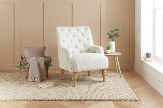 Birlea Padstow Boucle Armchair - White - image 1