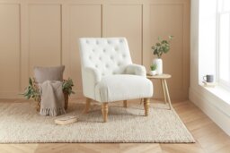 Birlea Padstow Boucle Armchair - White - thumbnail 1