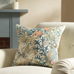 Habitat x Morris & Co. Golden Lily Cushion - Blue - 50x50cm - thumbnail 1
