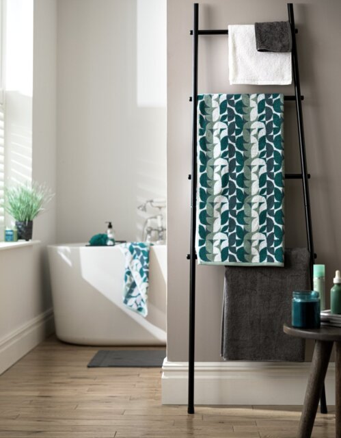 Habitat Geometric Bath Towel - Blue & Green - image 1