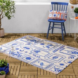 Furn Polyester Blue Rectangle Outdoor Rug - thumbnail 2