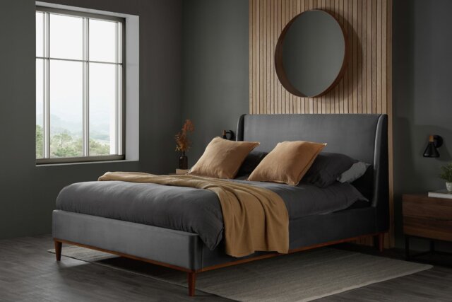 Birlea Lincoln Double Fabric Bed Frame - Charcoal - image 1