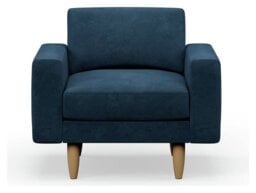 Hutch Velvet Block Arm Armchair - Ink Blue - thumbnail 1