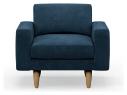 Hutch Velvet Block Arm Armchair - Ink Blue