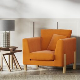 Habitat Aston Fabric Armchair - Orange - Ash Leg - thumbnail 2