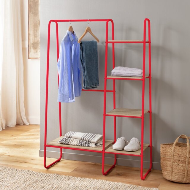 Argos Home Ryan Clothes Rail with Shelves - Red - image 1