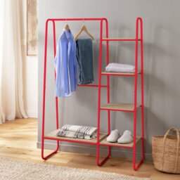 Argos Home Ryan Clothes Rail with Shelves - Red - thumbnail 1