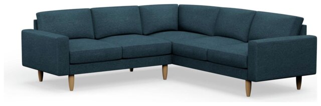 Hutch Plus Fabric Block Arm 5 Seater Corner Sofa-Aegean Blue - image 1