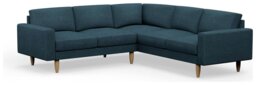 Hutch Plus Fabric Block Arm 5 Seater Corner Sofa-Aegean Blue - thumbnail 1